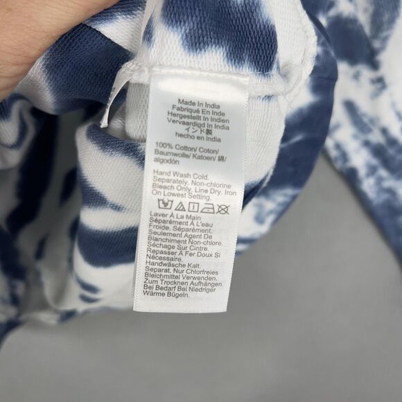 J Crew Sweatshirt Womens Medium Blue White Tie Dye Crew Casual Lounge Coastal - Picture 6 of 14